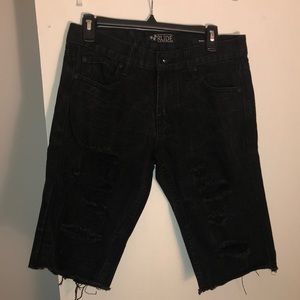 Black distressed skinny Jean shorts
